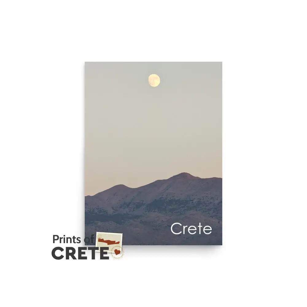 Crete Greece Hersonissos Dikti Mountains Moonlight Poster 12 X 16’’ Matte Finish
