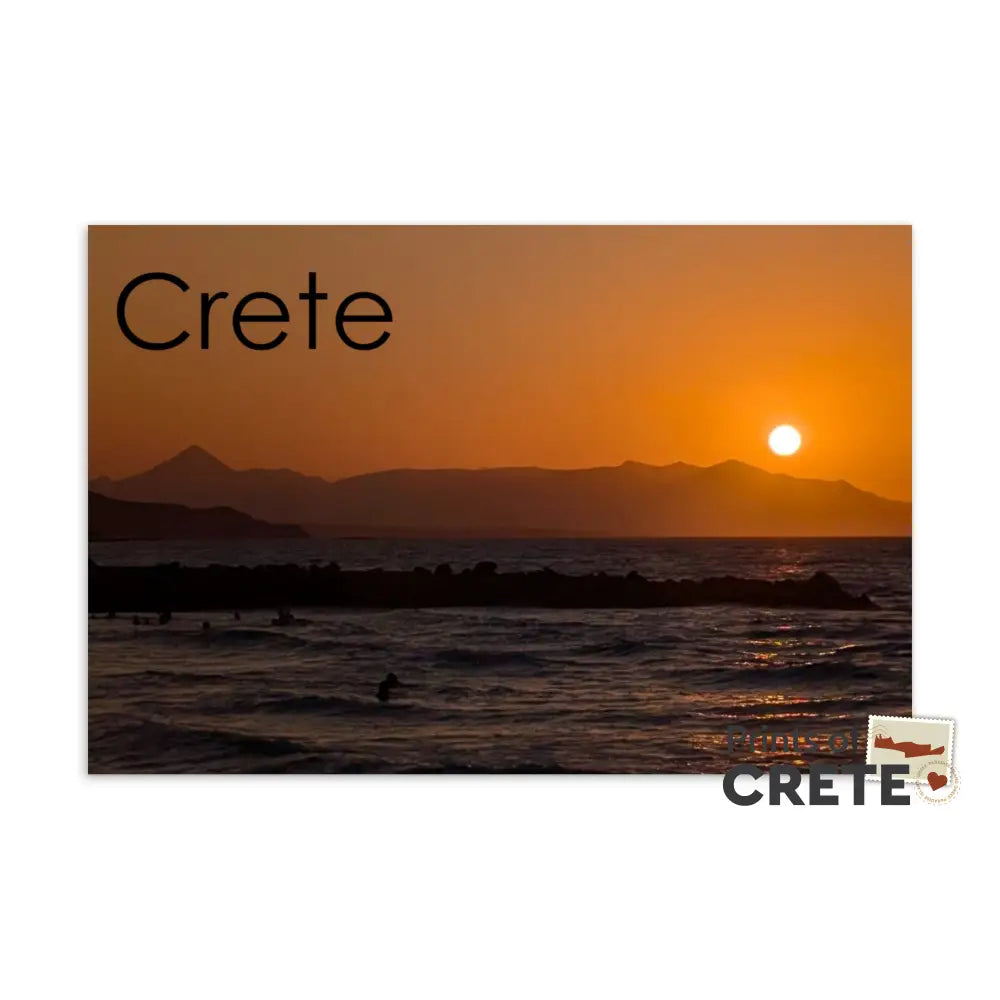 Crete Greece Sunset Gouves Beach Postcard 6X4’’