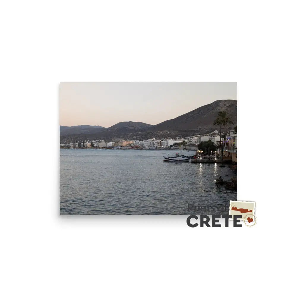 Hersonissos Crete Greece Roman Port Evening View Poster 12 X 16’’ Matte Finish No Text