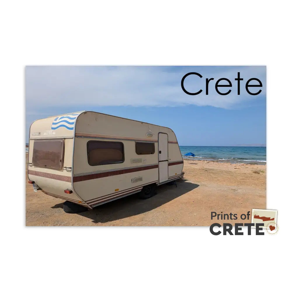 Crete Greece Gouves Beach Camping Caravan Postcard 6X4’’