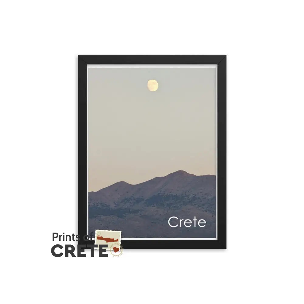 Crete Greece Hersonissos Dikti Mountains Moonlight Black Framed Print 12 X 16’’ Matte Finish