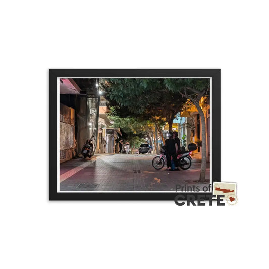 Heraklion Crete Greece By Night View Black Framed Print 12 X 16’’ Matte Finish