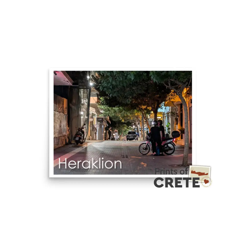 Heraklion Crete Greece By Night View Poster 12 X 16’’ Matte Finish