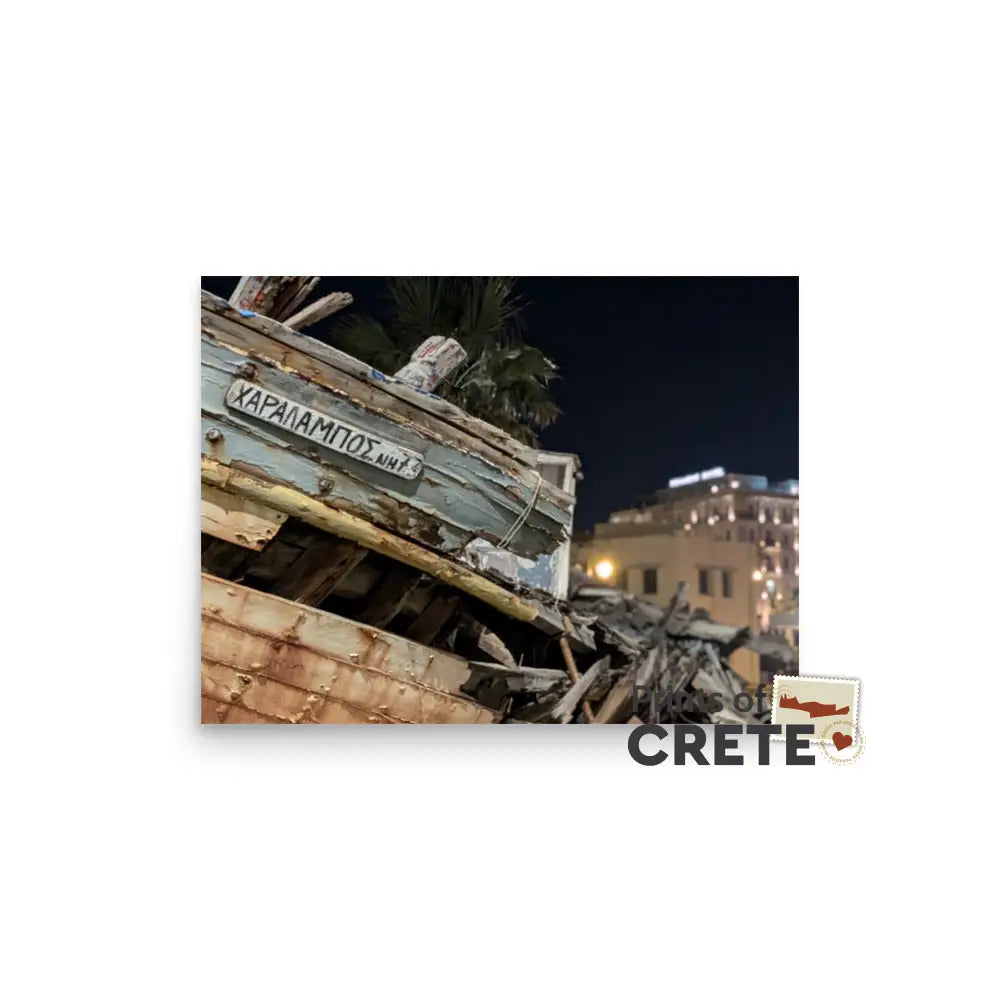 Heraklion Crete Greece Marina By Night Poster 12 X 16’’ Matte Finish No Text