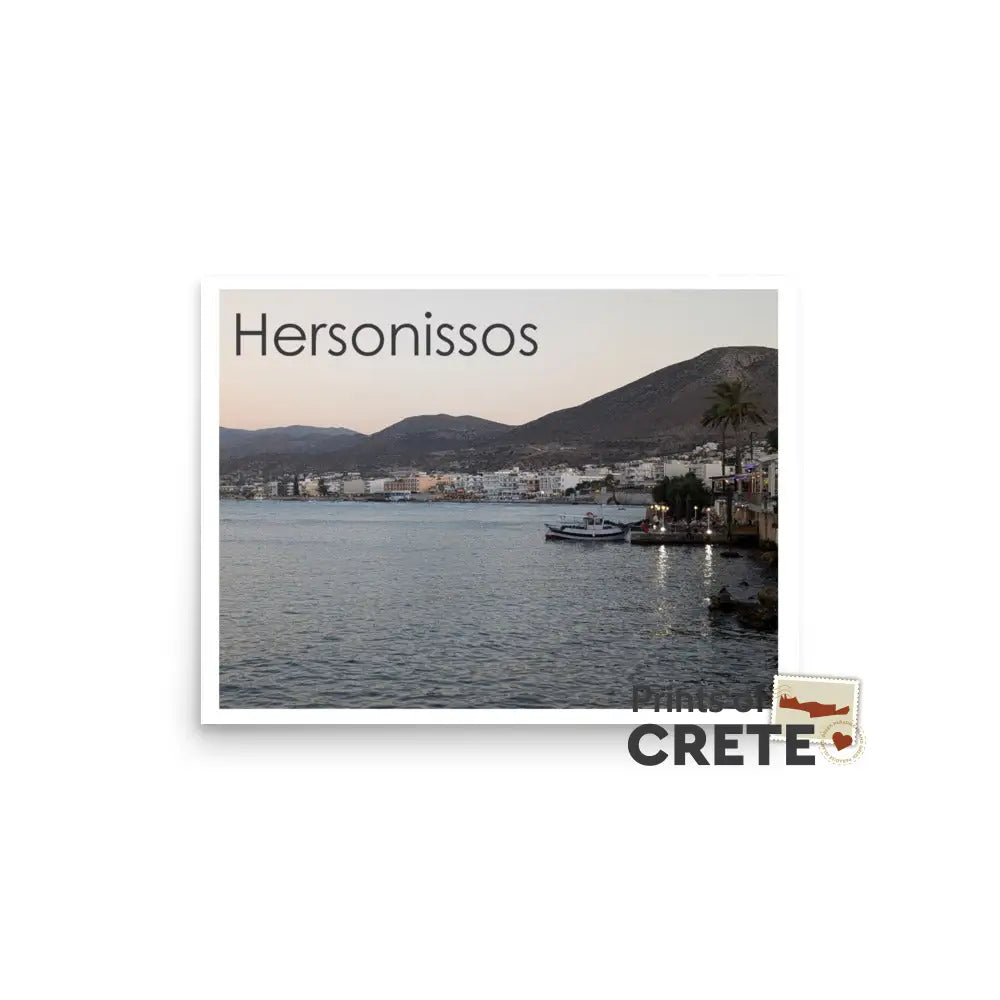 Hersonissos Crete Greece Roman Port Evening View Poster 12 X 16’’ Matte Finish