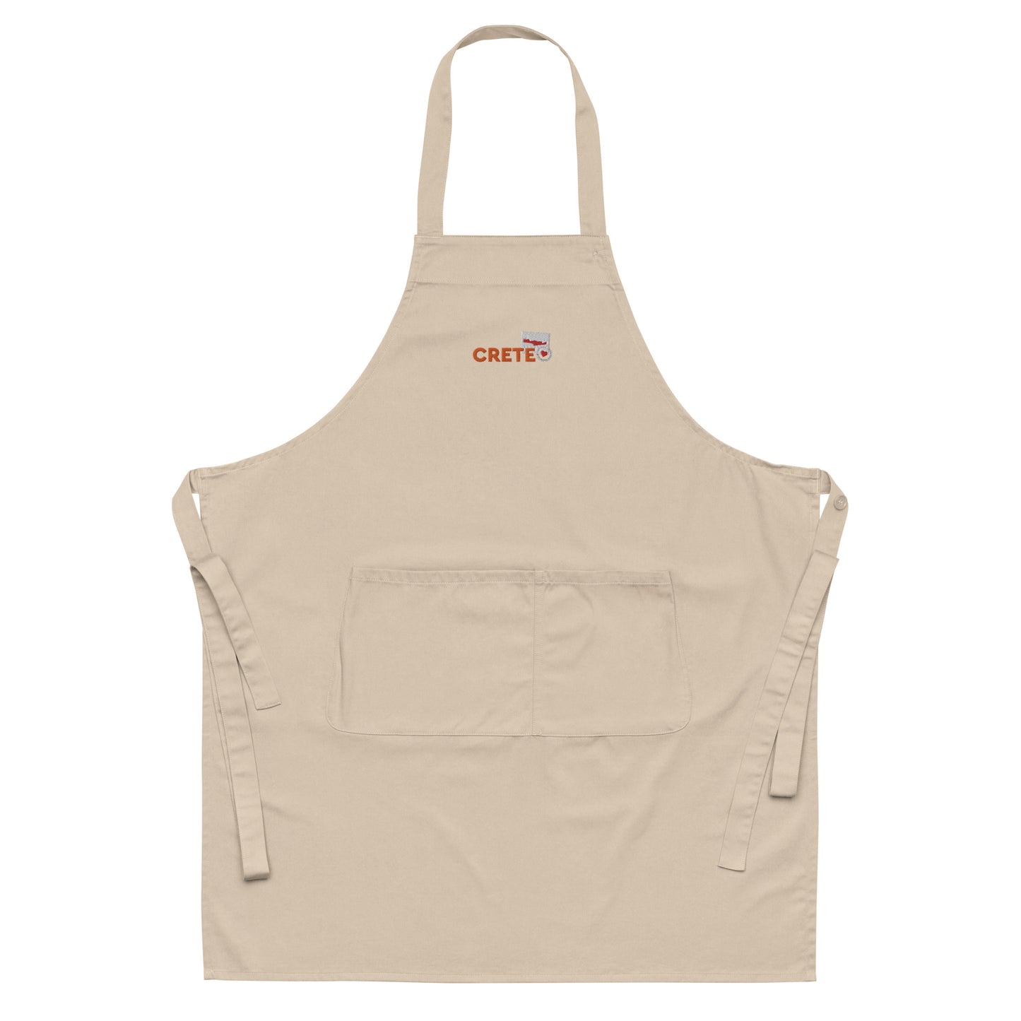 Crete Greece Embroidered Logo Organic Cotton Apron Sand / Rope